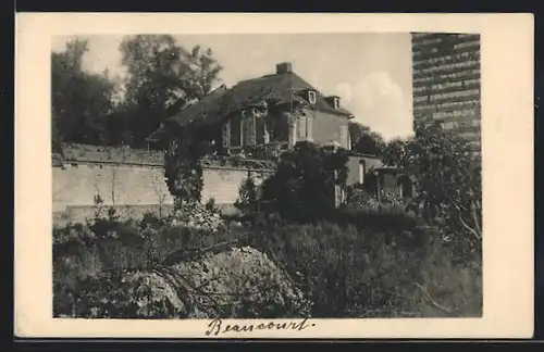 AK Beaucourt, Ortspartie mit Wohnhaus