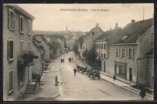 AK Beaucourt, Rue de Badevel, Strassenpartie