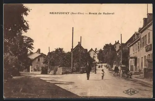 AK Beaucourt, Route de Badeval, Strassenpartie