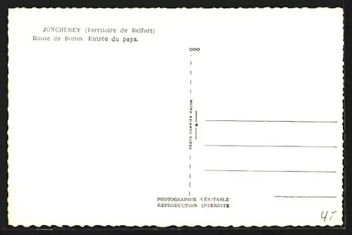 AK Joncherey, Route de Boron, Entrée du pays