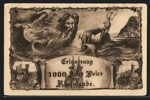 AK Erinnerung an die 1000 Jahr Feier der Rheinlande, Poseidon