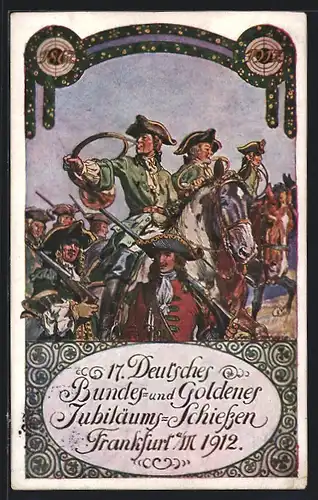 AK Frankfurt, 17. Deutsches Bundes- und Goldenes Jubiläums-Schiessen 1912, Schützen mit Gewehren