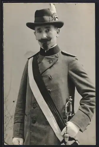 AK Schütze mit Schärpe und Trachtenhut