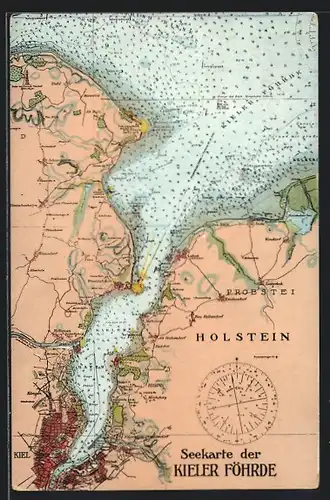 AK Kiel, See- & Landkarte der Kieler Föhrde