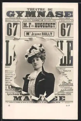 AK Dame mit Hut, Theaterprogramm