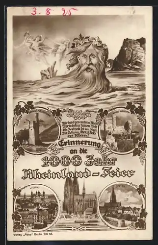 AK Worms, Ort mit Dom, Ortspartie an der Stadtmauer, Worms, 1000 Jahr Rheinland-Feier