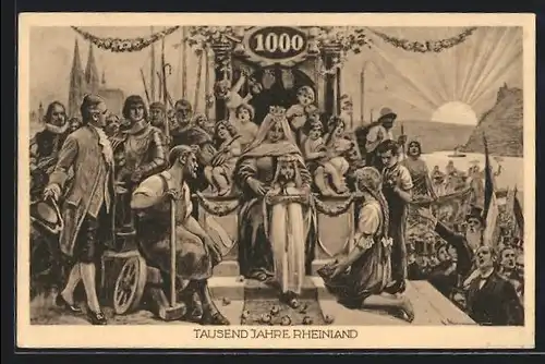 Künstler-AK Volksfest Tausend Jahre Rheinland