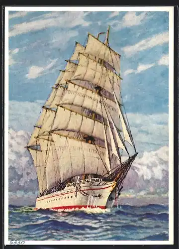 Künstler-AK H. Bahndorf: Segelschiff, Mit raumem Winde