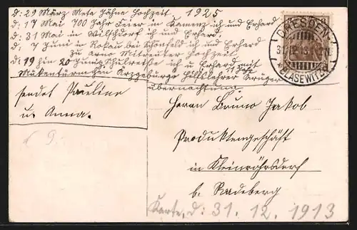 Präge-AK Geldscheine- und Münzen, Neujahrsgruss