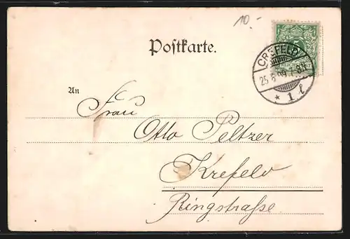 AK Geldsack und Hundert-Mark-Note