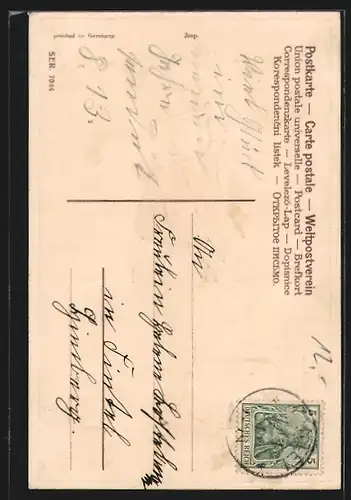 AK Mädchen mit Ein-Tausend-Mark Banknote