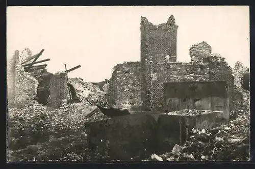 Foto-AK Cerny, Zuckerfabrik in Trümmern