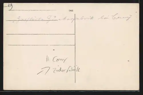 Foto-AK Cerny, Zuckerfabrik in Trümmern