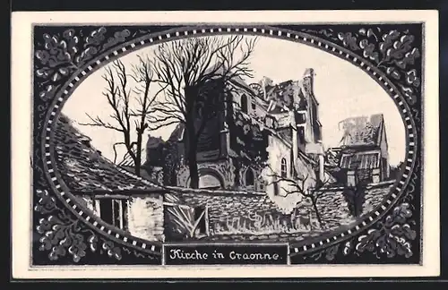 AK Craonne, Kriegsbeschädigte Kirche