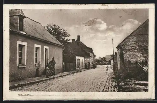 AK Montaigu, Strassenpartie mit Soldaten