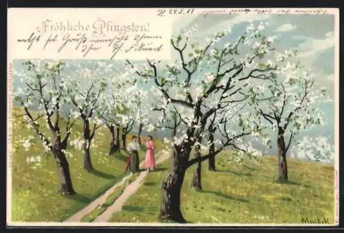 Künstler-AK Alfred Mailick: Apfelblüte zu Pfingsten