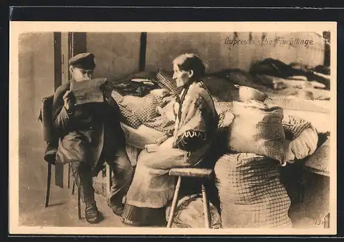 AK Ostpreusische Flüchtlinge in der Unterkunft