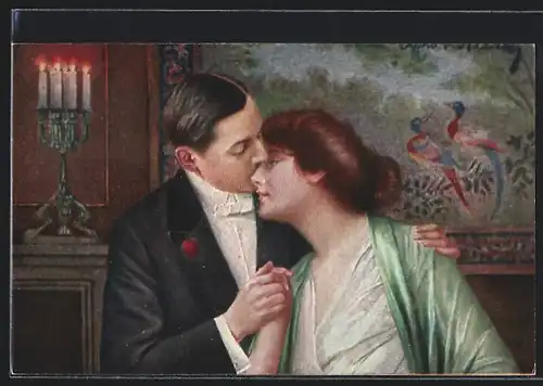 Künstler-AK Arno von Riesen: Ballgeflüster, Liebespaar