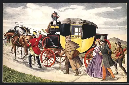 AK K.K. Eilpost mit Bergvorgespann