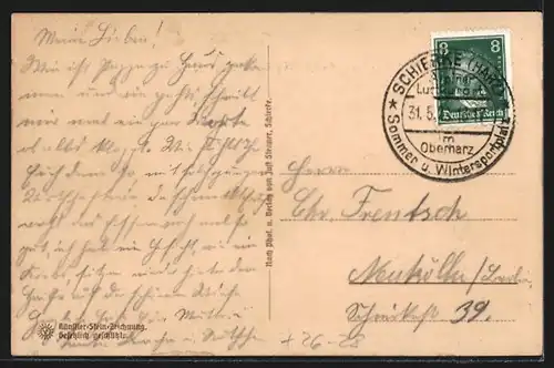 Steindruck-AK Schierke, Steinernes Häuschen mit Kirche