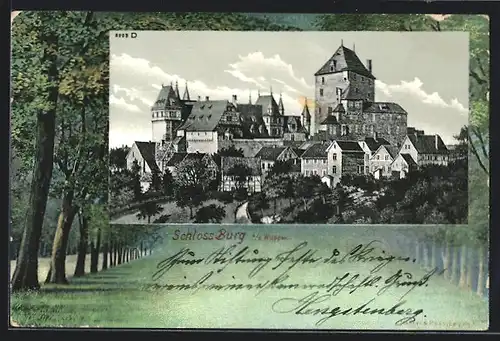 AK Solingen a. d. Wupper, Blick auf Schloss Burg