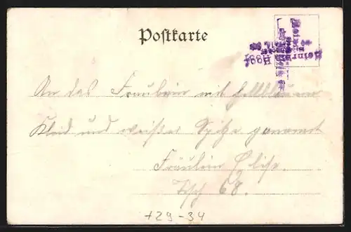 Passepartout-Lithographie Krefeld, Landratsamt & Bismarckdenkmal