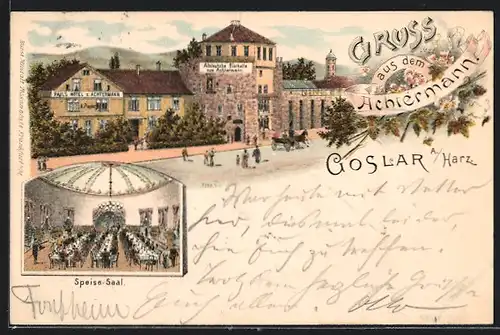 Lithographie Goslar, Hotel zum Achtermann, Speise-Saal