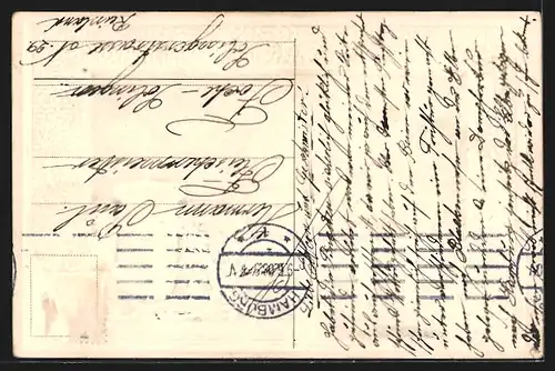 Passepartout-Lithographie Hamburg-Neustadt, Jungfernstieg mit Booten, Wappen