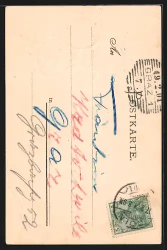 Passepartout-Lithographie Köln, Teilansicht mit Dom, geprägte Wappen