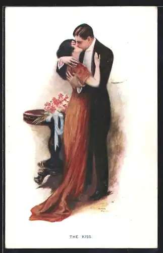Künstler-AK Liebespaar küsst sich