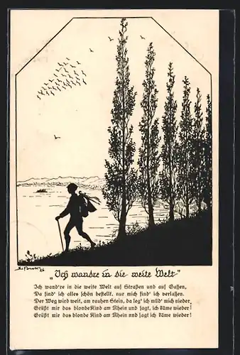 Künstler-AK Elsbeth Forck: Wanderer an der Küste