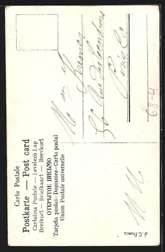 Künstler-AK Dame mit Schirm und Herr mit Spazierstock