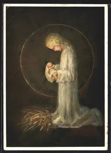 Künstler-AK Maria Spötl: Und hat ein Blümlein bracht..., Maria mit Christkind