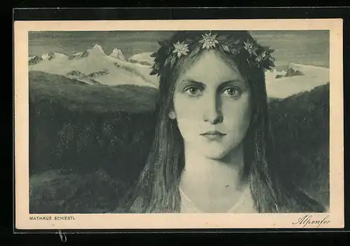 Künstler-AK Matthäus Schiestl: Porträt der Alpenfee