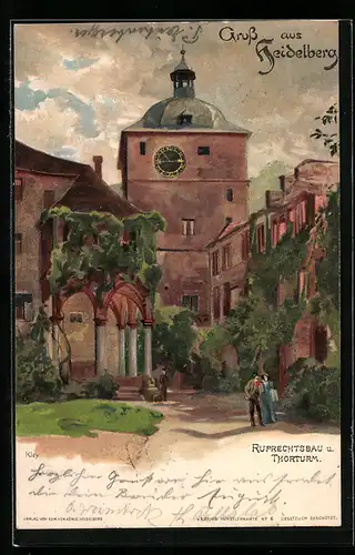 Künstler-AK Heinrich Kley: Heidelberg, Ruprechtsbau u. Thorturm
