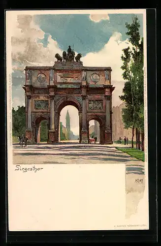 Künstler-AK Heinrich Kley: München, am Siegestor