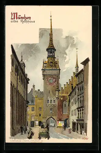 Künstler-AK Heinrich Kley: München, vor dem Alten Rathaus