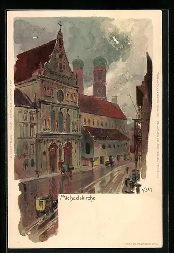 Künstler-AK Heinrich Kley: München, Die Michaelskirche