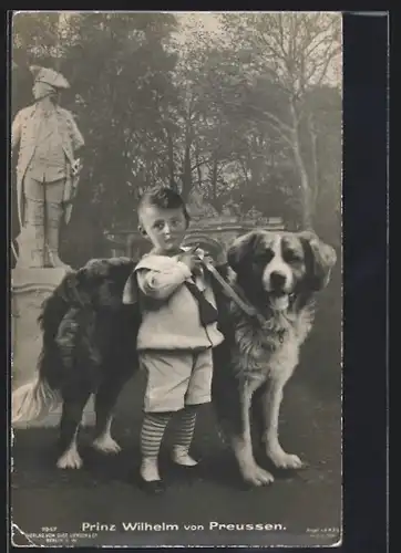 AK Prinz Wilhelm mit einem Bernhardiner