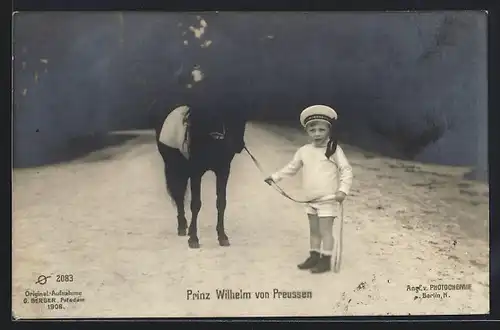 AK Prinz Wilhelm von Preussen mit seinem Pony