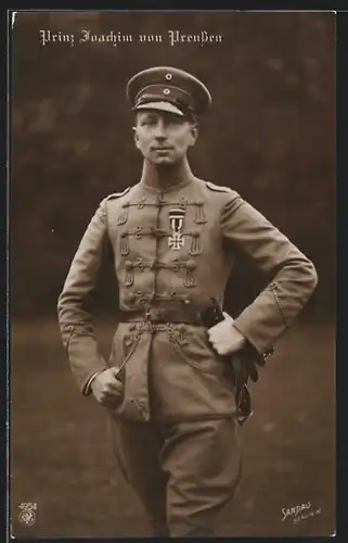 AK Prinz Joachim von Preussen in Uniform mit Schirmmütze