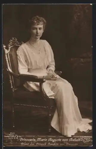 AK Prinzessin Marie Auguste von Anhalt, Braut des Prinzen Joachim von Preussen