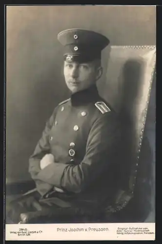 AK Prinz Joachim von Preussen als junger Offizier