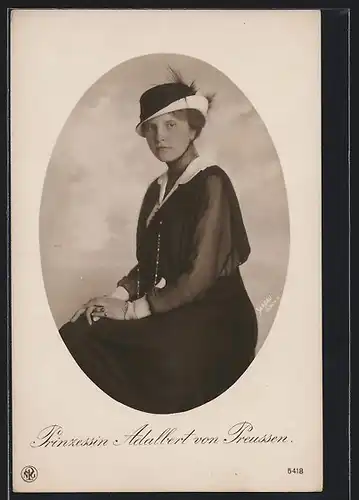 AK Portrait Prinzessin Adalbert von Preussen mit Hut