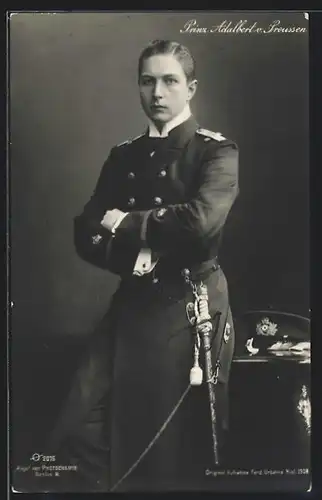 AK Prinz Adalbert von Preussen stehend mit Dolch an der Uniform