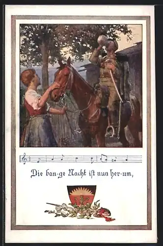 Künstler-AK Karl Friedrich Gsur: Deutscher Schulverein Nr. 1234, Die bange Nacht ist nun herum