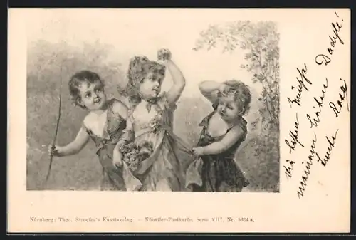 Künstler-AK Theo Stroefer Serie Nr. 5634: Kinder sammeln Obst