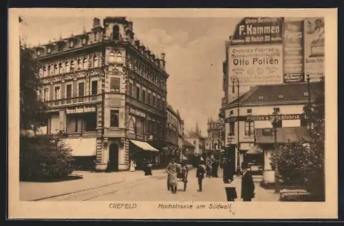 AK Crefeld, Hochstrasse am Südwall