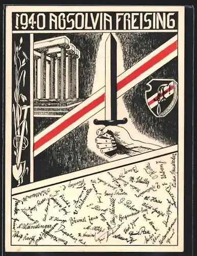 AK Freising, Absolvia 1940, Faust hält ein Schwert, Studentenwappen
