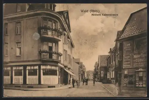 AK Wald /Rhld., Mittlere Kaiserstrasse mit Tapetengeschäft